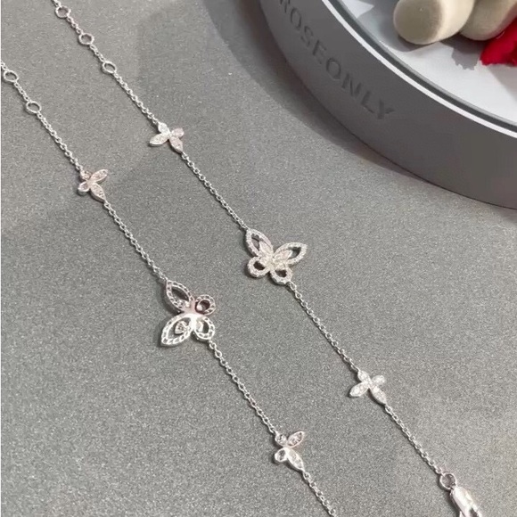 Silver with 18k white-gold plated butterfly full diamond bracelet - Picture 6 of 6